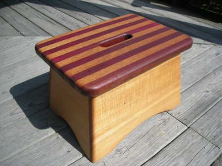 Spanish cedar and purple heart step stool
